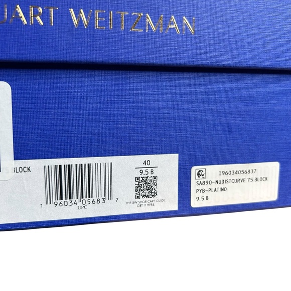 NEW Stuart Weitzman Nudist Curve 75 Block Silver Block Heels - Picture 6 of 6